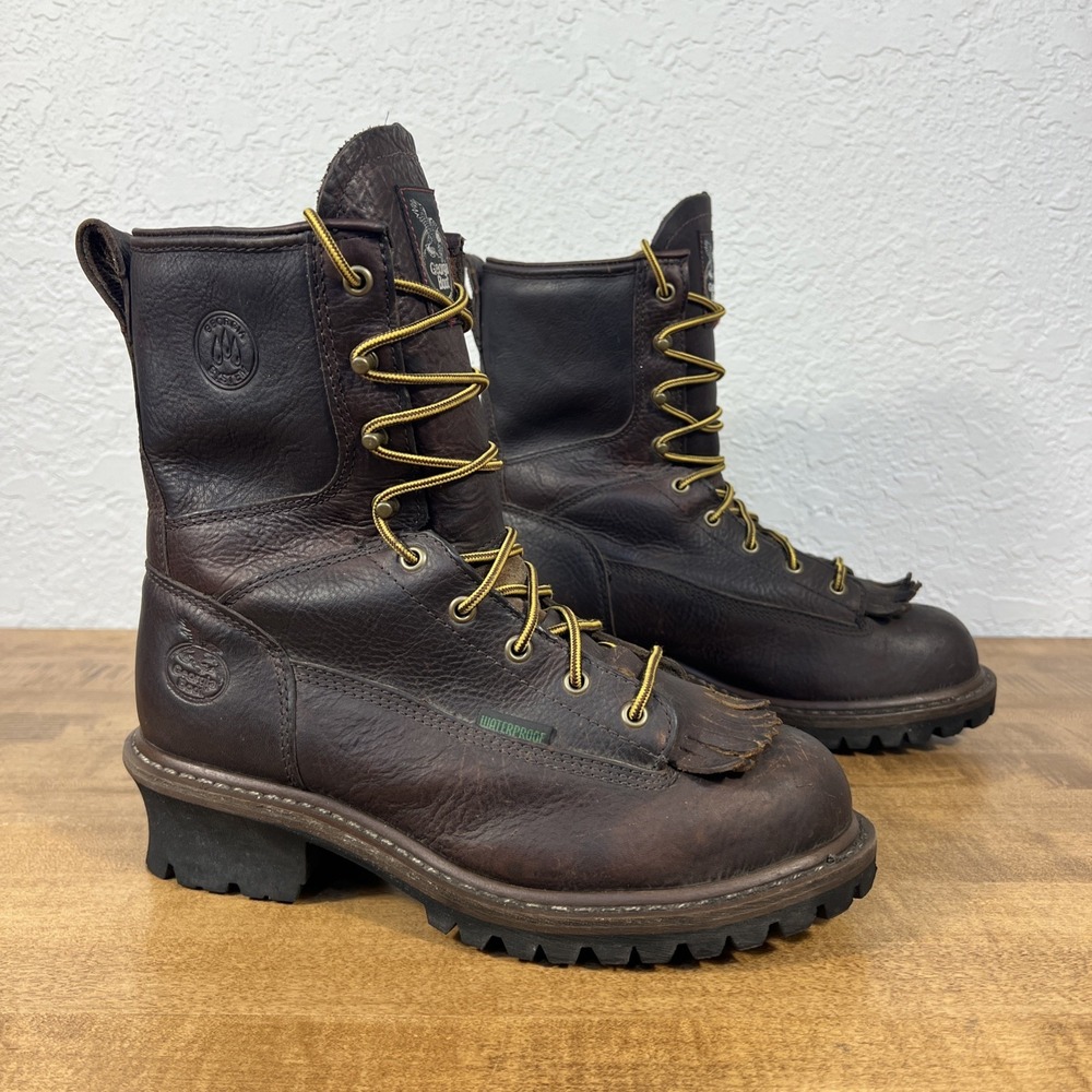 Georgia Boot Logger Boots Mens Size 7.5 M Brown Waterproof Steel Toe Work G7313